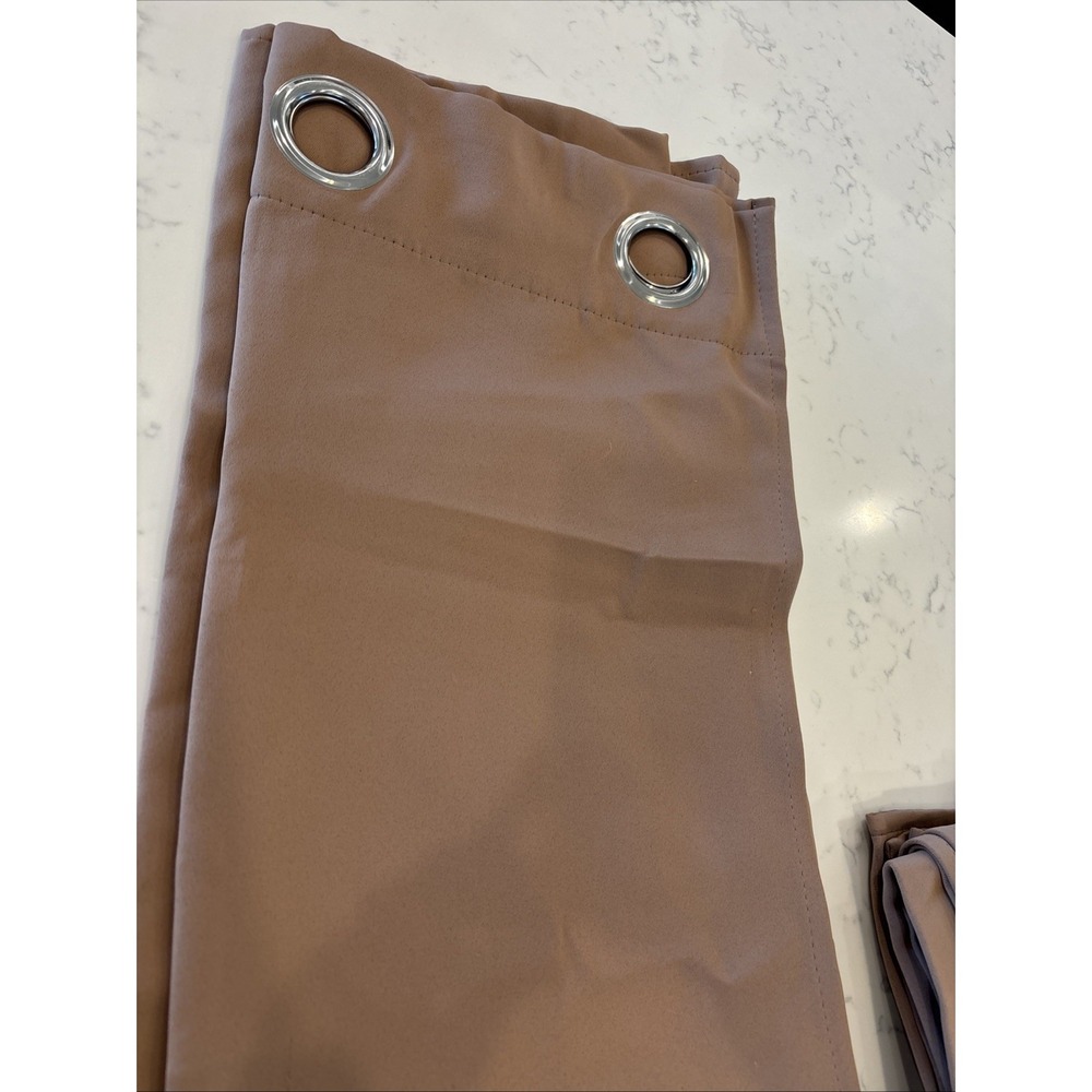 Grommet Blackout Curtains 2 Panels 52x84 Tan Brown Solid Modern Masculine EUC